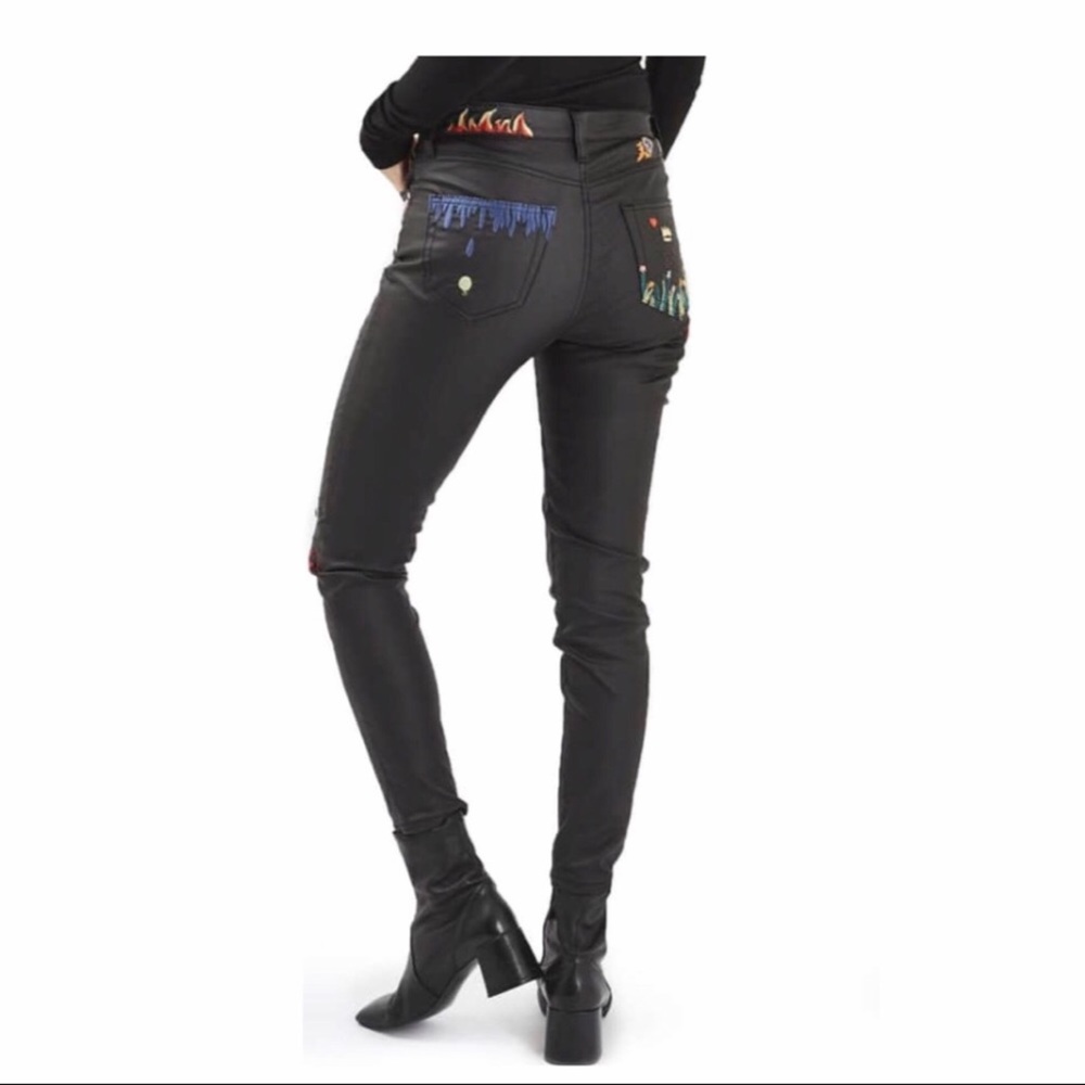 TOPSHOP SCRIBBLE COATED SKINNY JEANS - Picture 7 of 8
